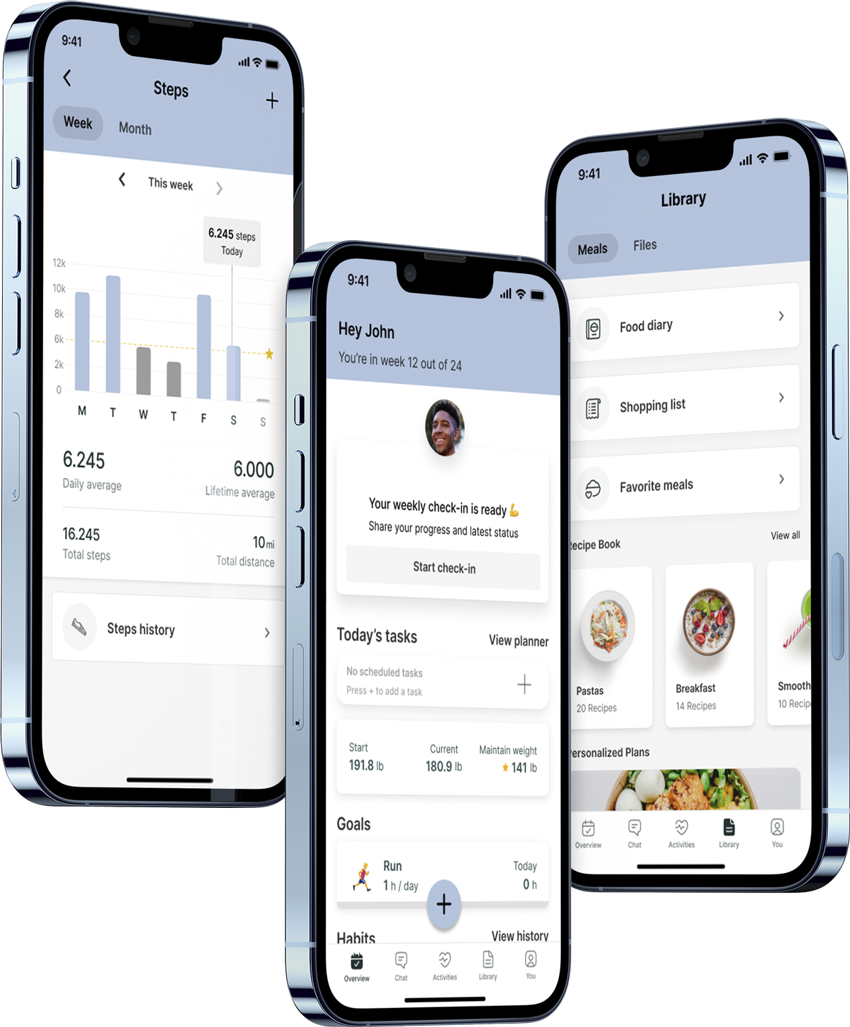 A mockup of the coaching app showcasing the features.